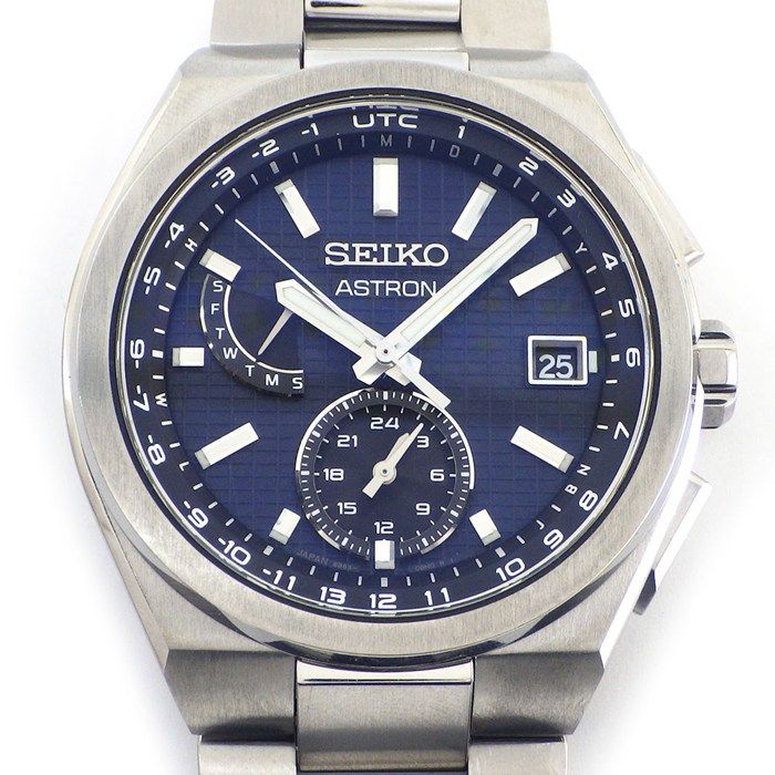 セイコー SEIKO 腕時計 アストロン ネクスター SBXY 065 8 B 63-0 BH 0 ネイビー文字盤 デイト パワーセーブ機能 デュアルタイム表示機能 ワールドタイム機能 チタン ソーラー 箱 保付き