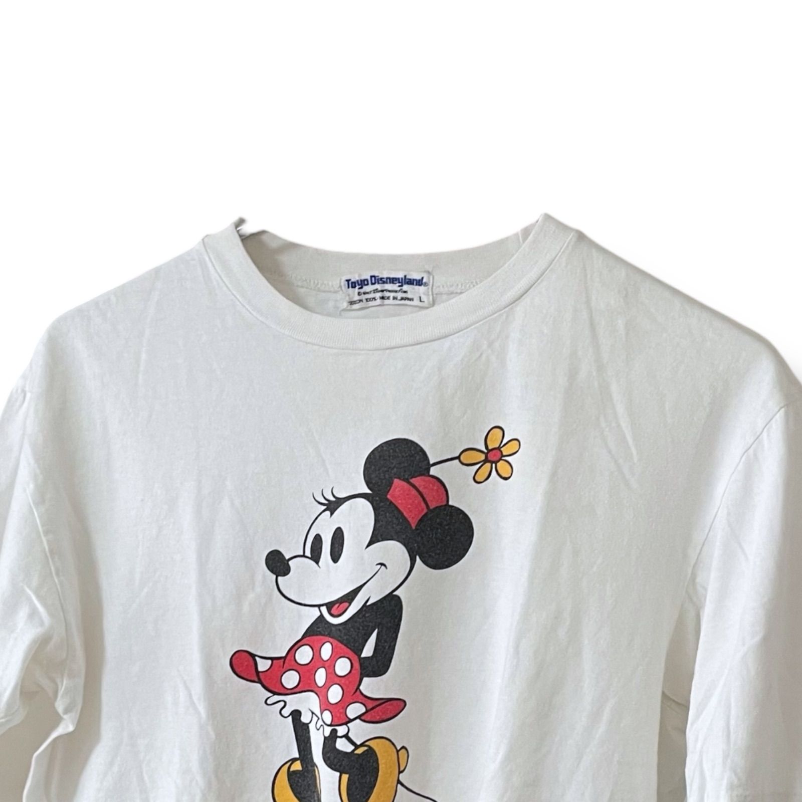 Tokyo Disneyland 長袖Tシャツ カットソー レディースL ホワイト 白