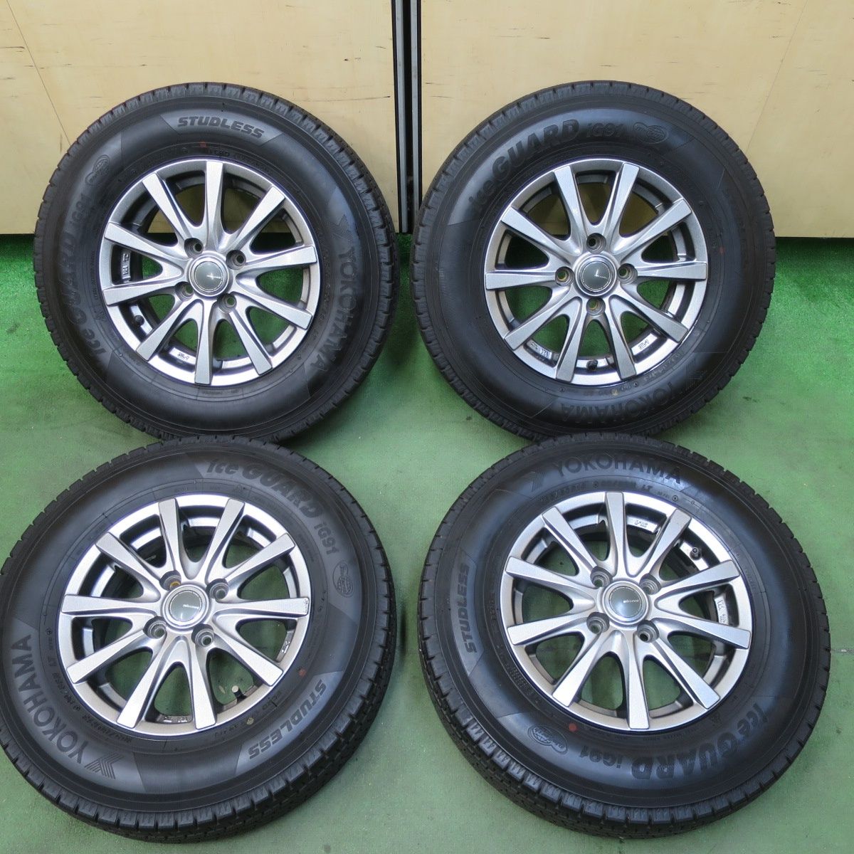 バリ溝 キレイ 9分 スタッドレス 165 80 R 13 90 88 N ヨコハマ アイスガード iG 91 MiLLOUS ミルアス 13インチ PCD 100 4 H ス