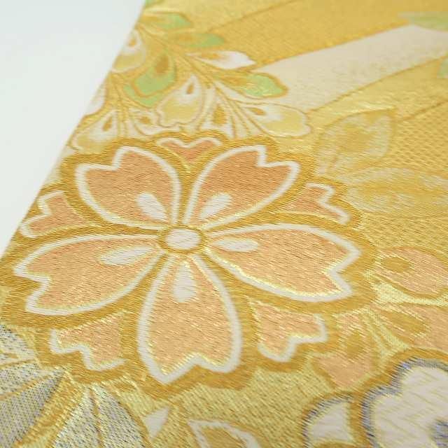 ✾まめ藤✾ 未かがり 正絹 着物 ゴールドの流れにおめかしした桜 振袖用袋帯 R-80