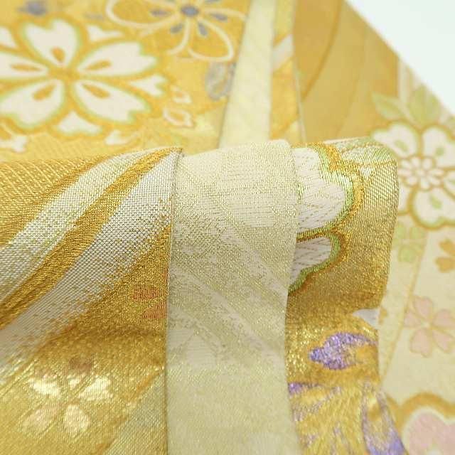 ゴールドの流れにおめかしした桜 振袖用袋帯
