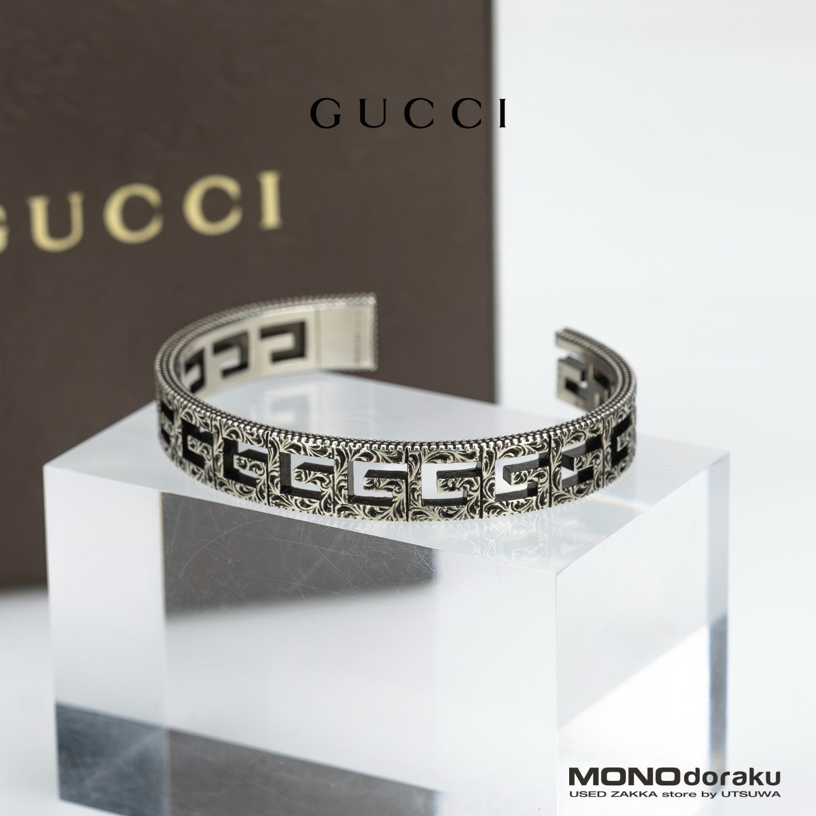 GUCCI シルバー バングル アラベスク グッチ GUCCI バングル アラベスク Gモチーフ #19 シルバー925 約36.8g