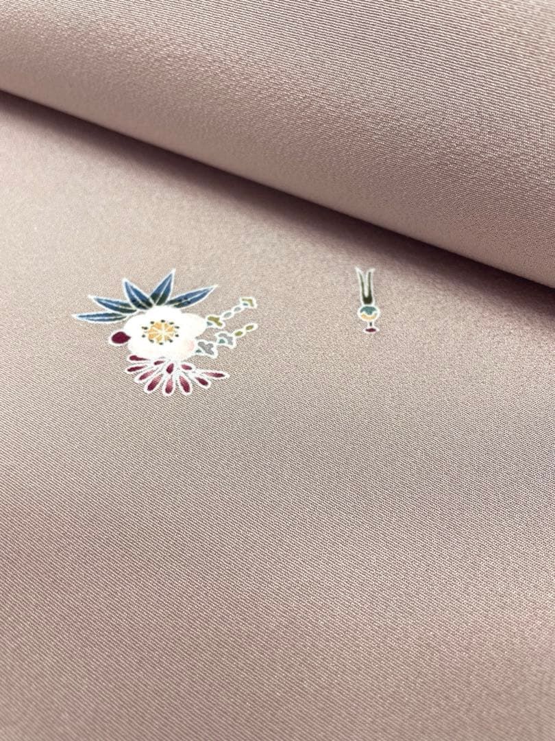 小紋 京友禅 京手描友禅 飛び柄 茶鼠色 正絹 反物 T9131 - メルカリ