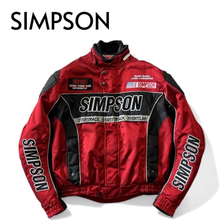 SIMPSON シンプソン レーシングジャケット バイクウェア フルスリーブ 中綿インナー付き プロテクター付き M レッド ブラック 65