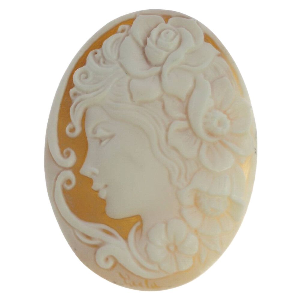 シェルカメオ 1P・カメオ・シェル・ストーン・ルース-6.0g/ホワイト