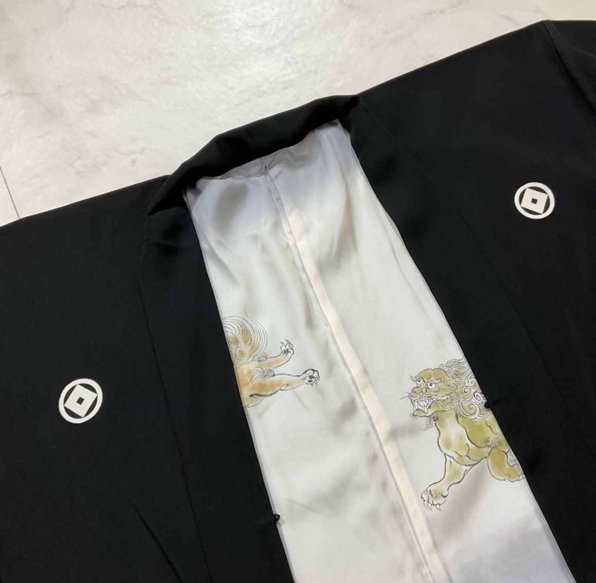  ⬛️kimono one⬛️男前屋⬛️男長羽織⬛️男黒紋付⬛️上質な羽二重正絹⬛️五つ紋⬛️裄69 5丈91⬛男着物男長羽織男襦袢男袴角帯男帯 羽織 着物 浴衣