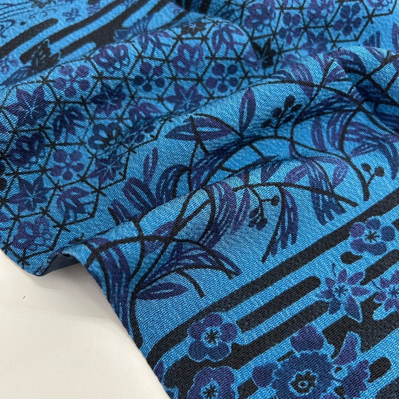 小紋 藍染 型染 横断に流水 松の素敵な染め 正絹 着物 MK-1600 - メルカリ