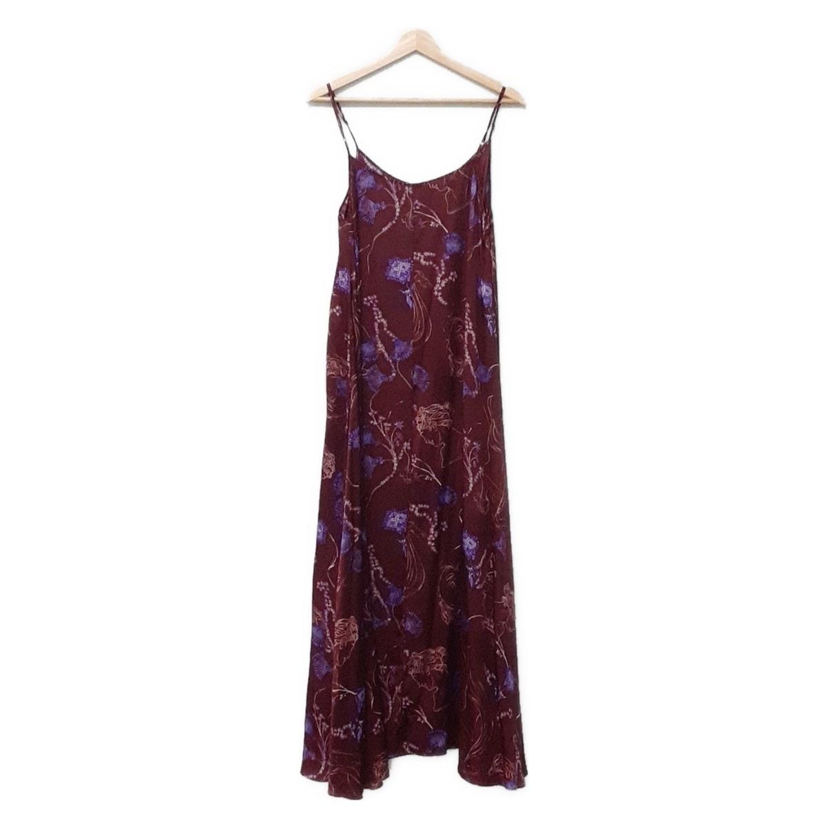 フォルテフォルテ ワンピース サイズ2 M レディース - ダークブラウン×パープル×ライトブルー キャミワンピ|ロング|シルク