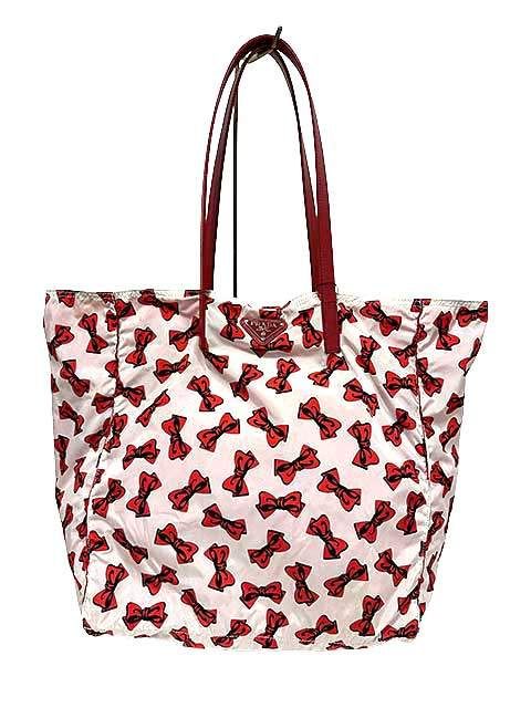 PRADA プラダ バッグ ハワイ BYOBAG トートバッグ リバーシブル レッド＿r 23＿セルモアから ＿s 0738 r 23