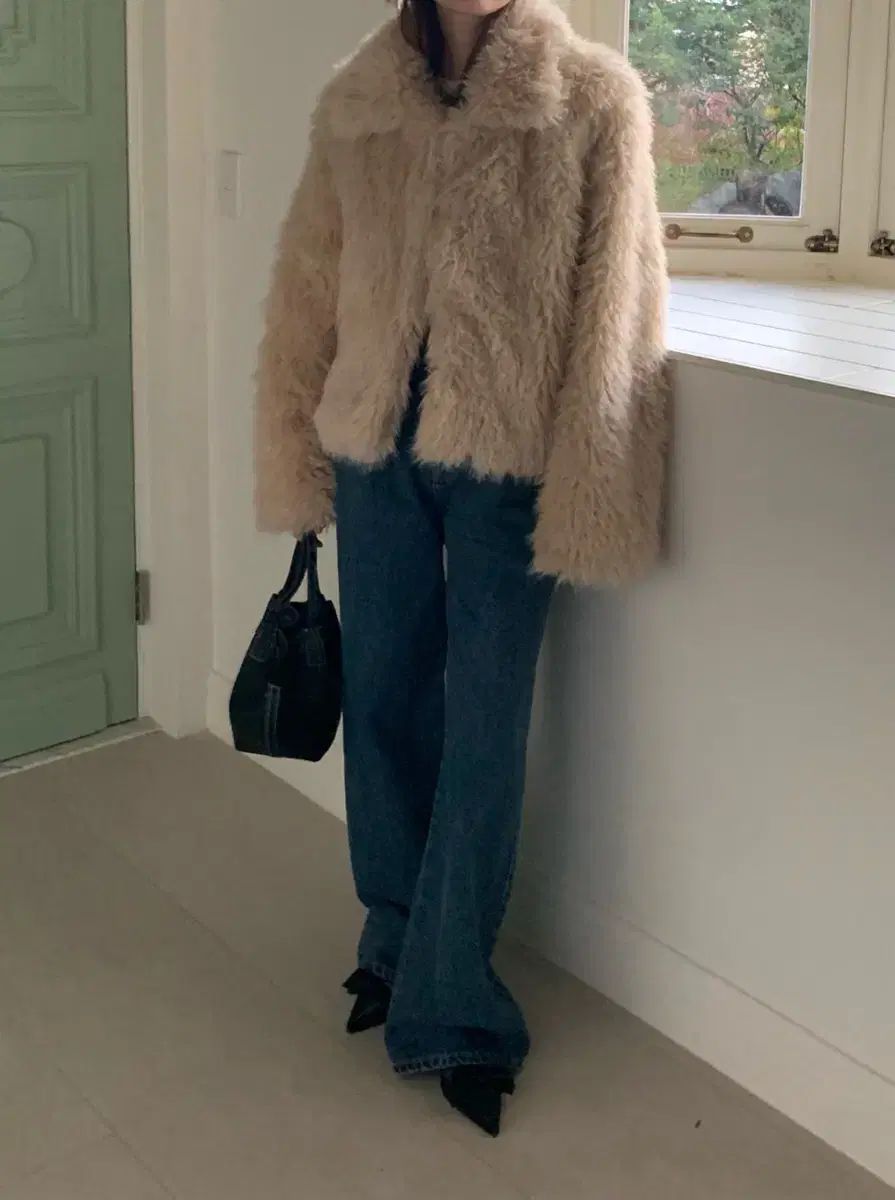 ファージャケット ベージュ