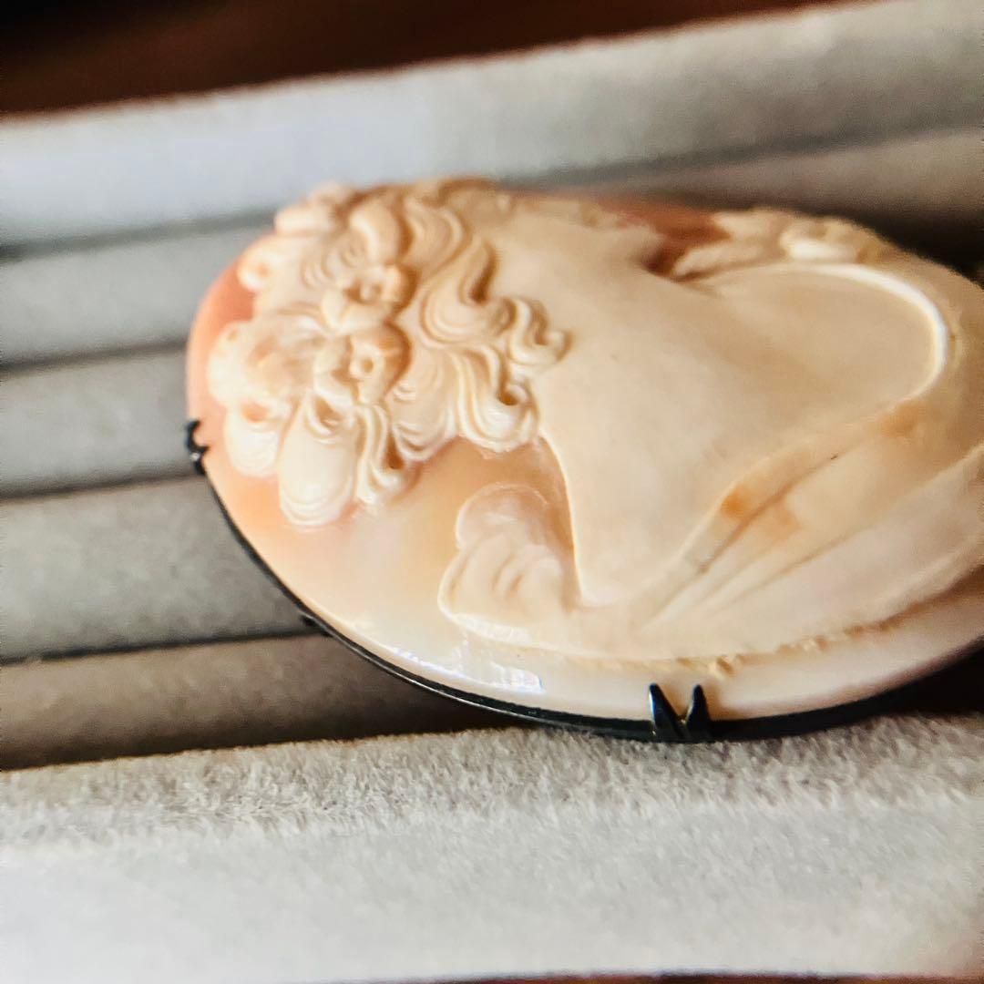 シェルカメオ ブローチ SILVER800枠 大判 5cm 蚤の市 ヴィンテージ