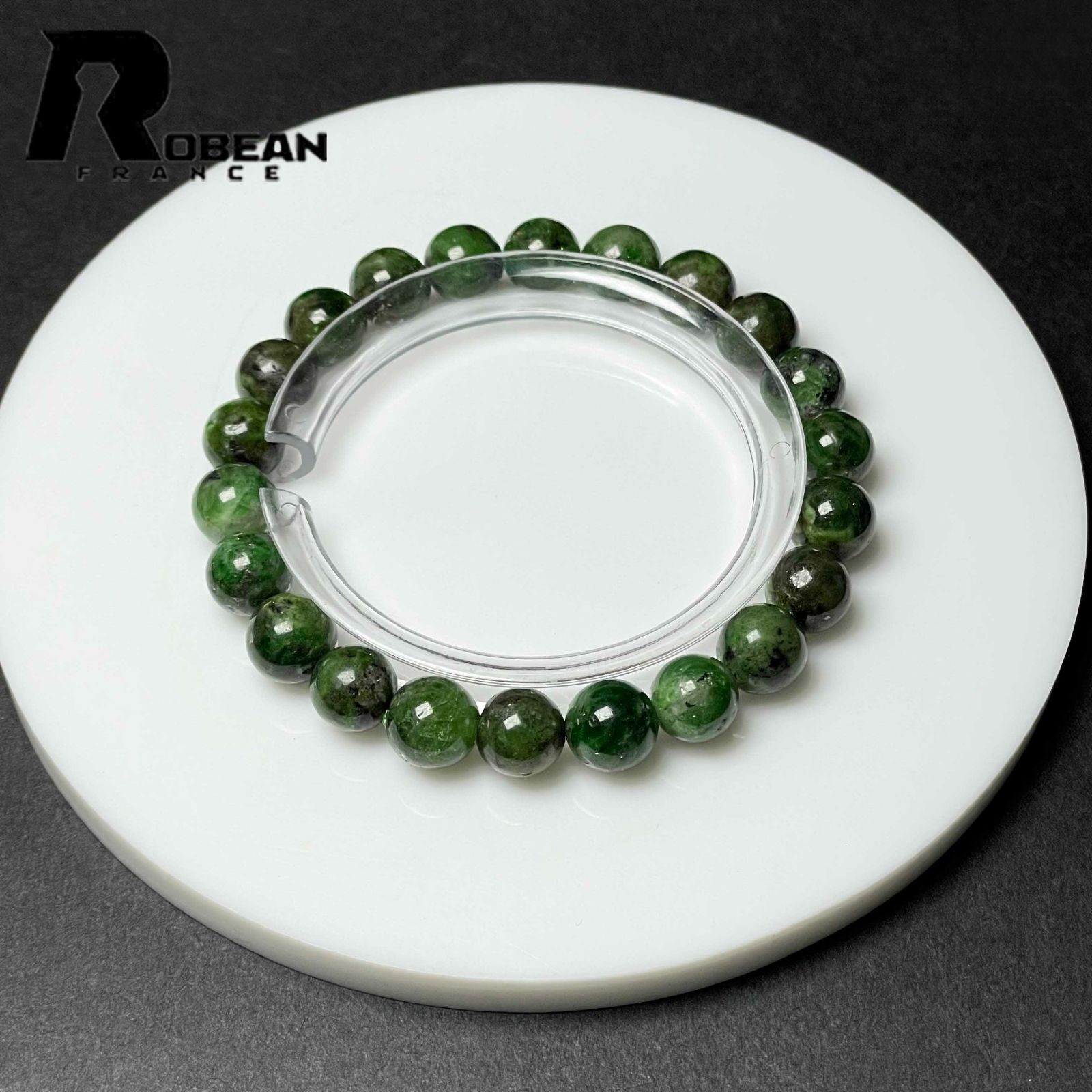 上級 EU製 定価11万円 ROBEAN グリーンガーネット パワーストーン ブレスレット天 然石 幸運 お守り プレゼント 8 9 3 mm