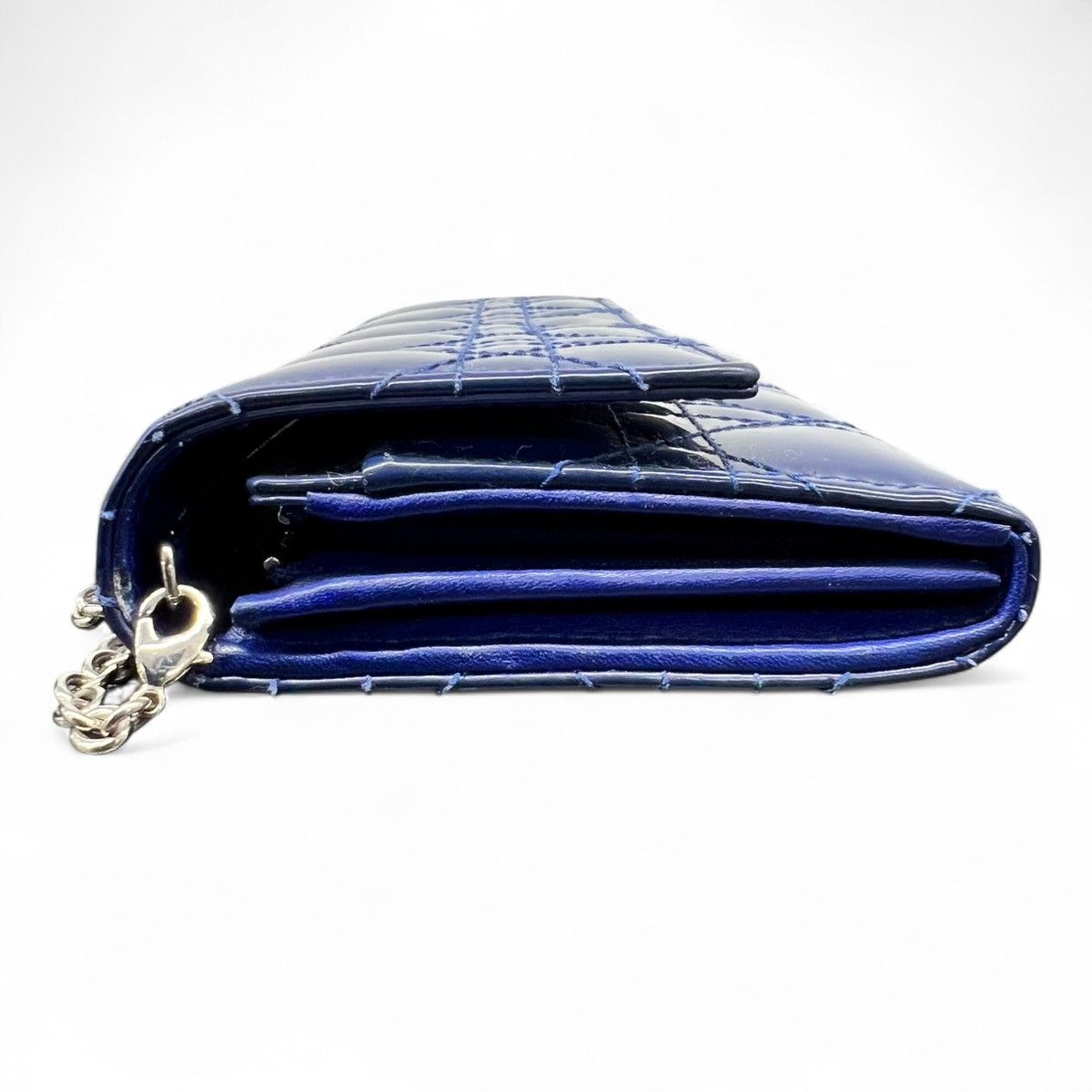 【極美品】クリスチャンディオール カナージュ コンパクトウォレット ネイビー Christian Dior ディオール カナージュ チェーンウォレット チェーン