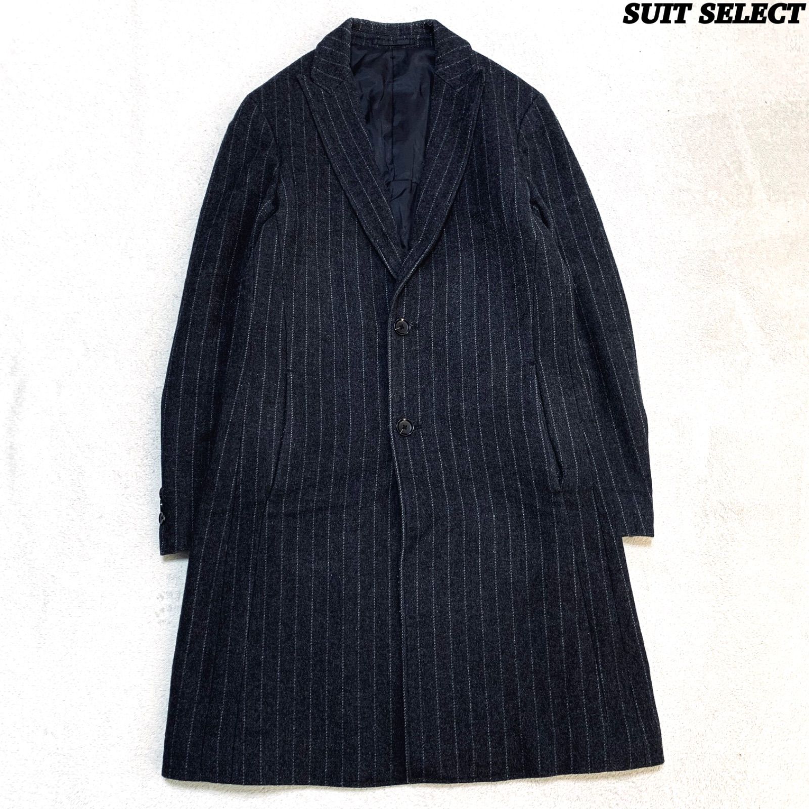 SUIT SELECTウールコート ダークグレー ウールミックスチェスター