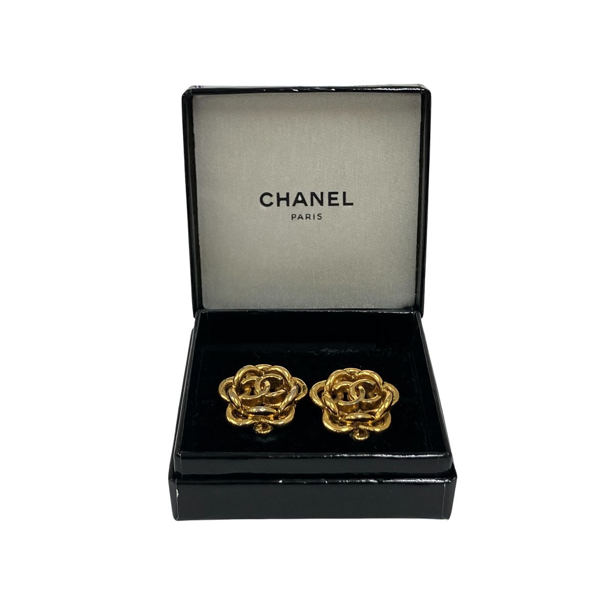 CHANEL シャネル カメリア イヤリング ゴールド GP 2218 刻印 2.4 cm ヴィンテージ ココマーク フラワー レディース アクセサリー き