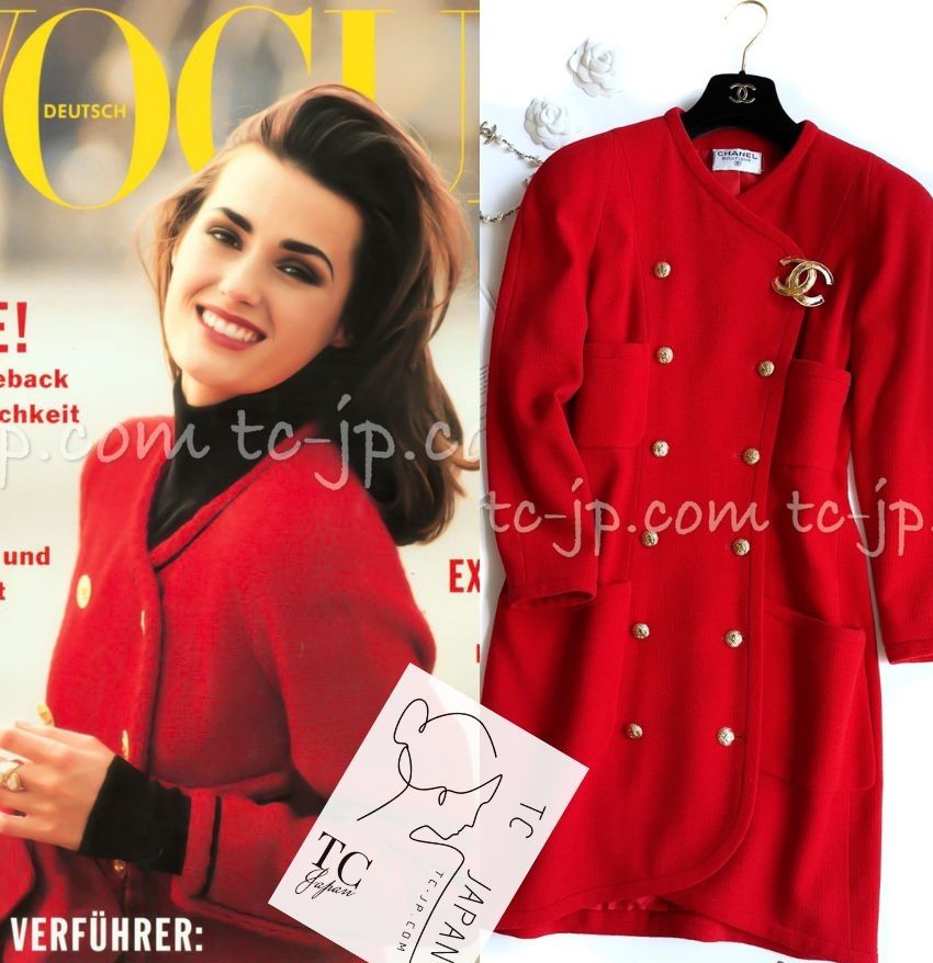 シャネル コート CHANEL ヴィンテージ レッド ウール ジャケット