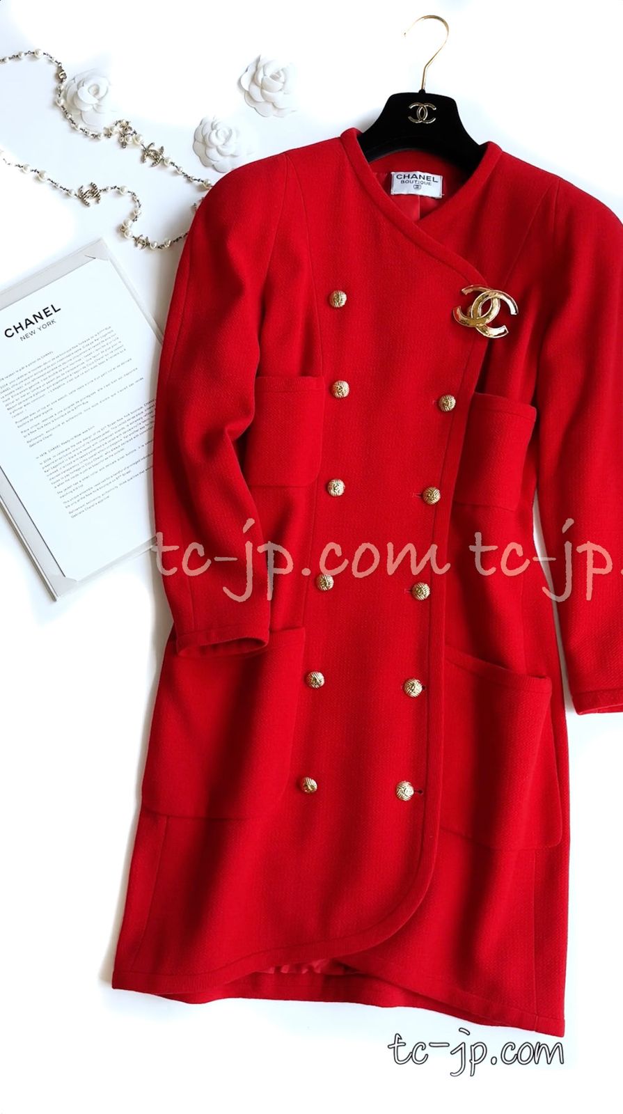 シャネル コート CHANEL ヴィンテージ レッド ウール ジャケット