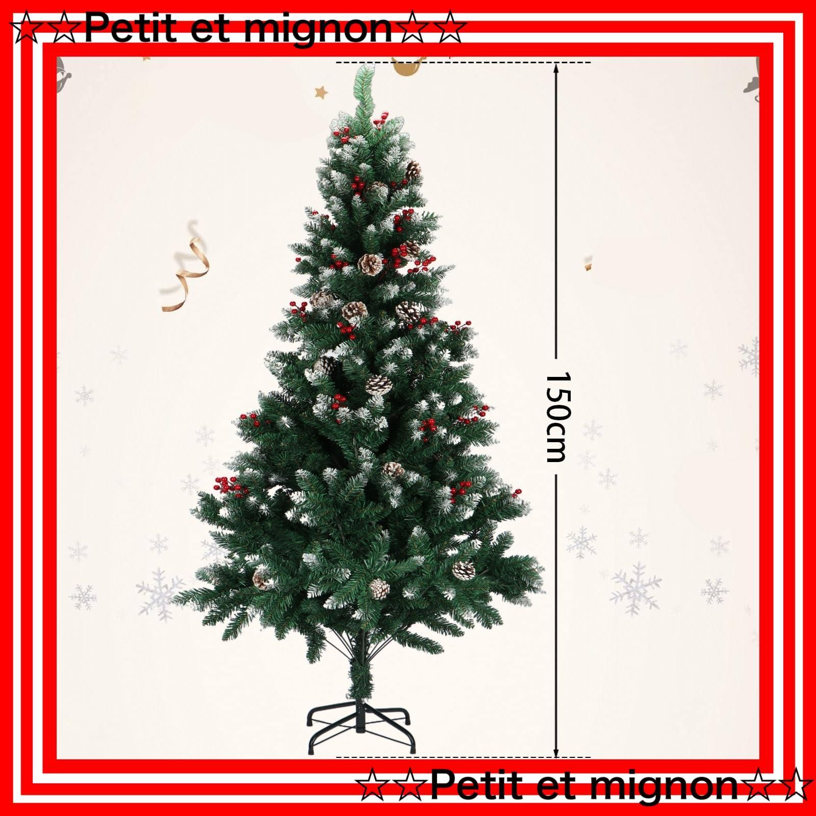 tree 赤い実と松ぼっくり付き Christmas 高濃密度 北欧風 ツリー おしゃれ 飾り 屋外 屋内 150 cm パーティー装飾 プレゼント 組立簡単 収納便利