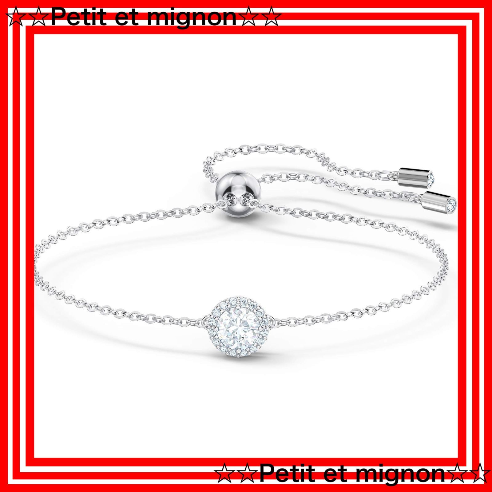 ホワイト ラウンドカット ブレスレット ロジウム プレーティング スワロフスキー Angelic