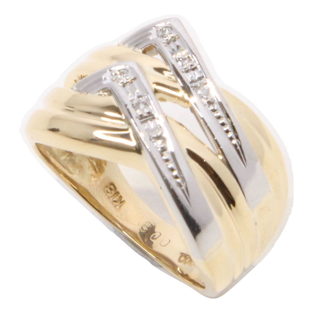 ダイヤ付きリング】 K18/Pt900 刻印あり D 0.03ct 6.0g 約10.5号 ゴールド