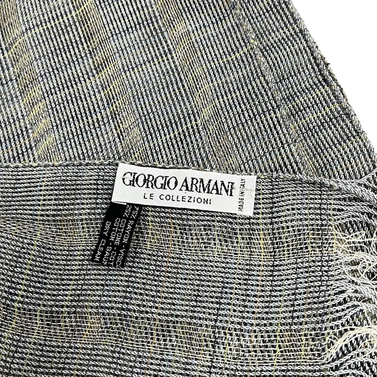 GIORGIOARMANI ジョルジオアルマーニ ストール ショール ライトグレー アイボリー マルチ コットン