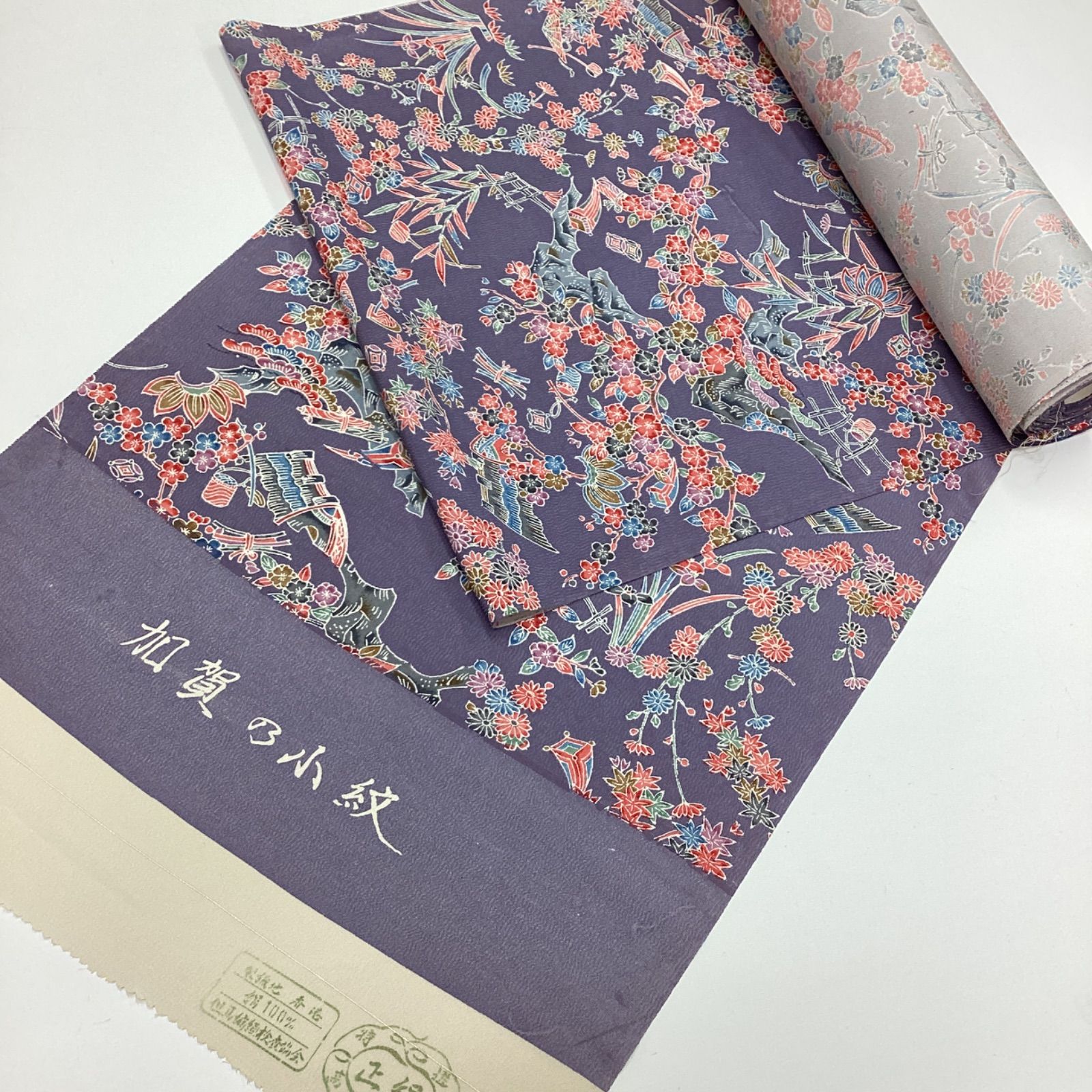 新品未使用、着物反物、ちりめん小紋、加賀乃小紋、正絹R38 - メルカリ