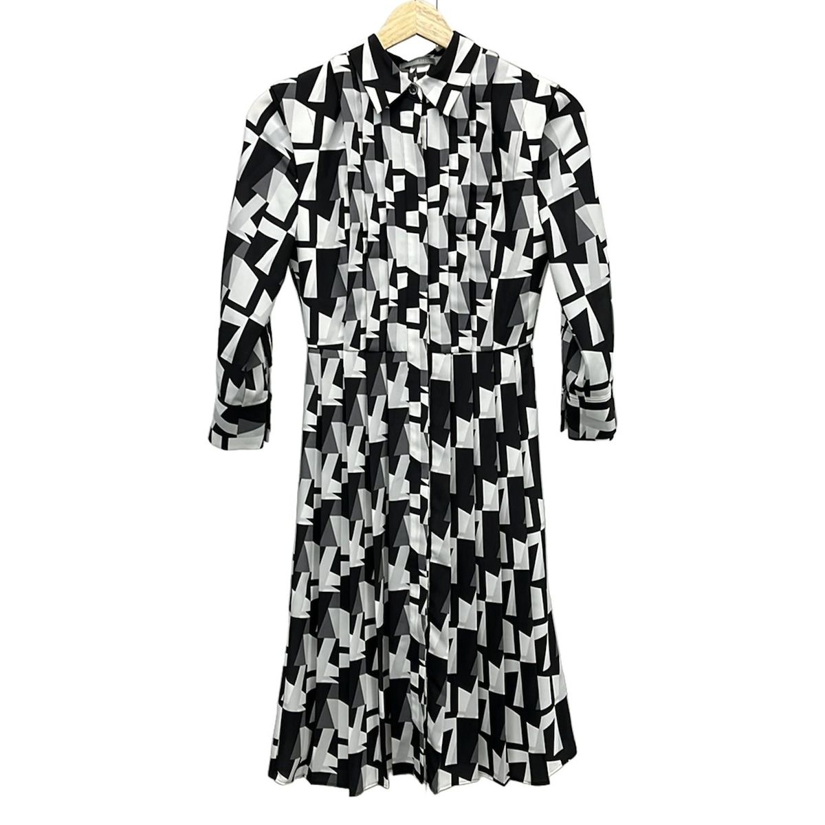 theory luxe セオリーリュクス ワンピース サイズ32 XS レディース - 黒×グレー×白 レギュラーカラー|長袖|ひざ丈