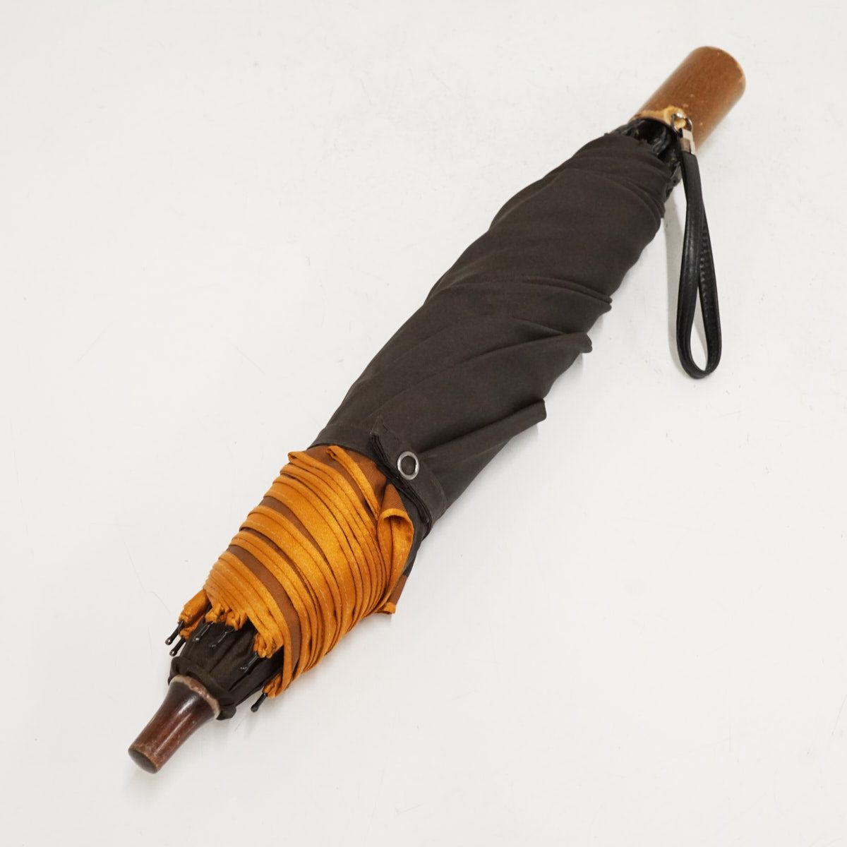 折りたたみ傘 前原光榮商店 USED品 無地 ブラウン×オレンジ 高級 日本