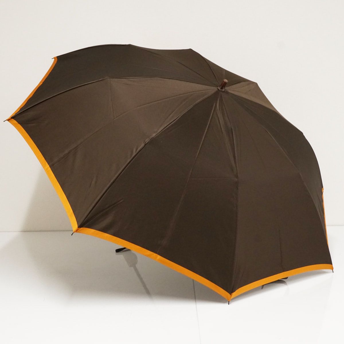 折りたたみ傘 前原光榮商店 USED品 無地 ブラウン×オレンジ 高級 日本