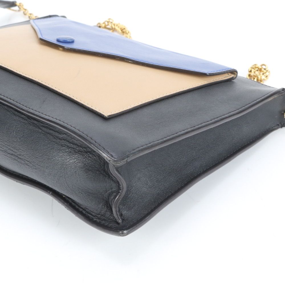 極美品 セリーヌ トリコロール チェーン レザー ショルダーバッグ 斜め