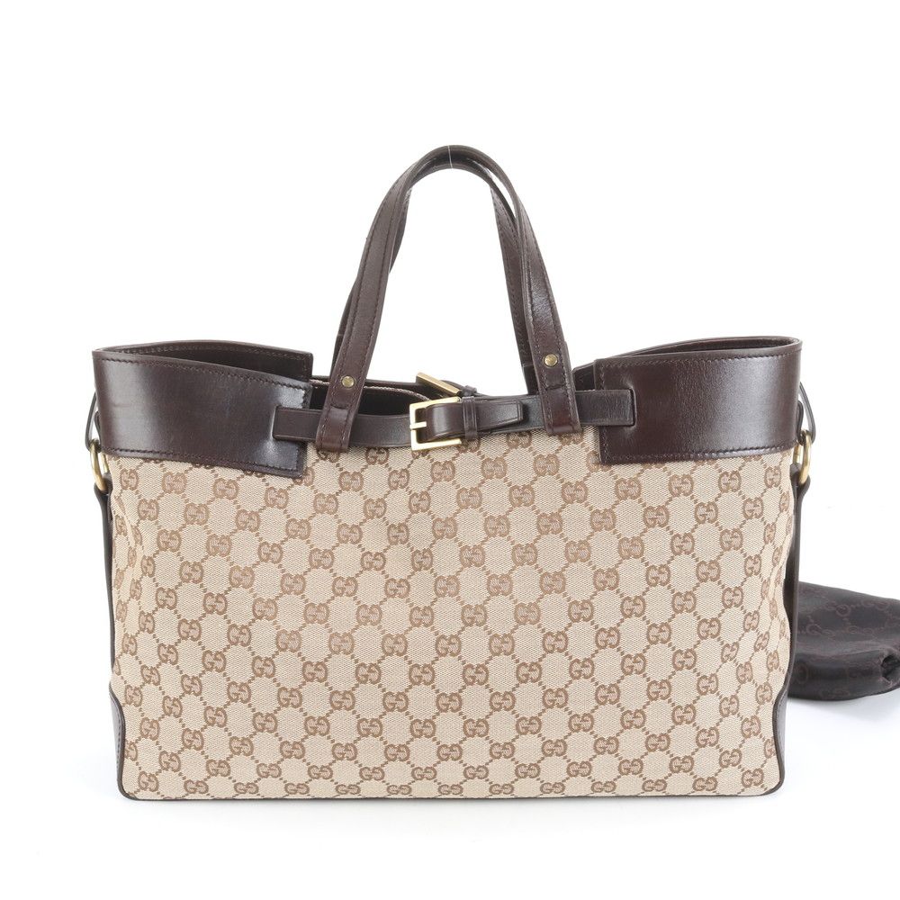 【美品】グッチ☆A4　GG柄　キャンバス　レザー　ブリーフケース　トートバッグ 極美品 グッチ GGキャンバス 106251 レザー トート バッグ ショルダー