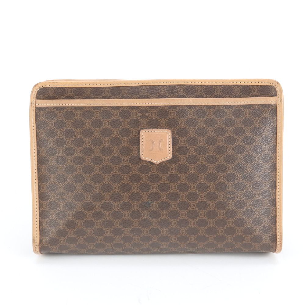 美品 セリーヌ マカダム レザー セカンドバッグ クラッチ ポーチ 通勤