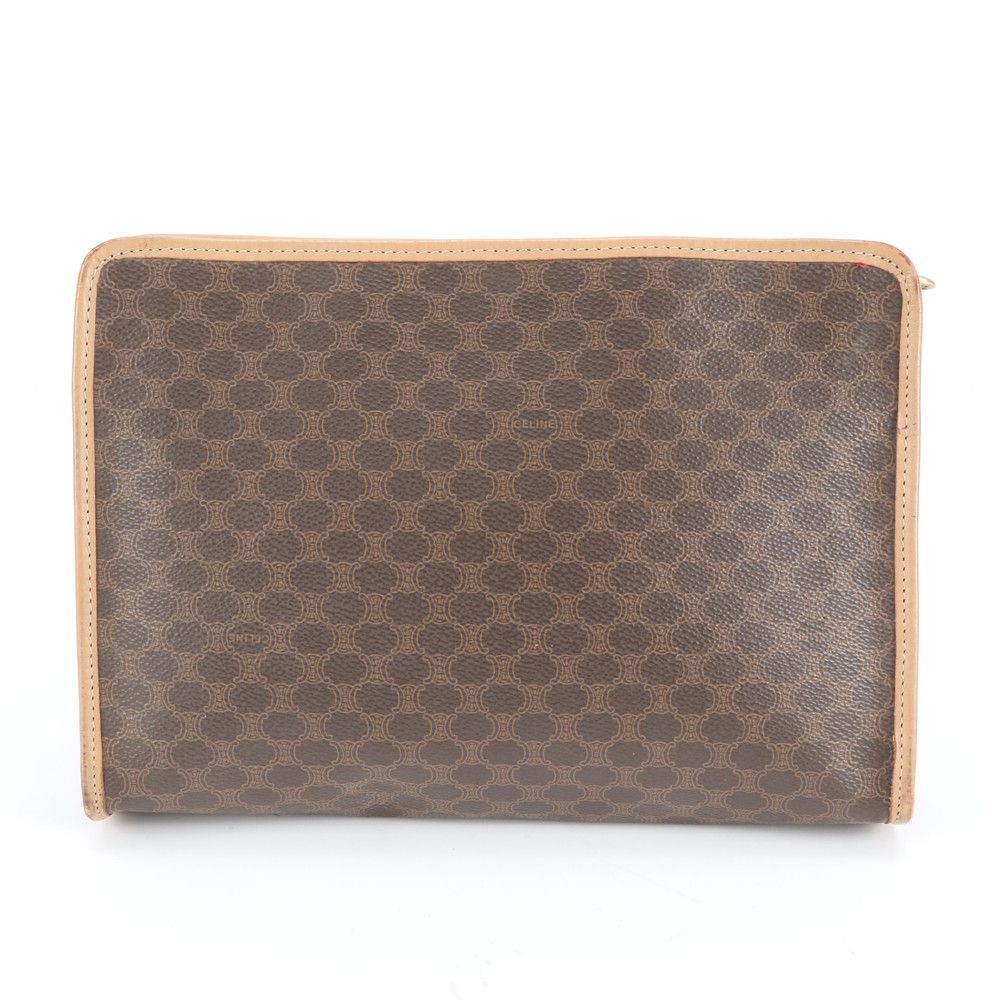 美品 セリーヌ マカダム レザー セカンドバッグ クラッチ ポーチ 通勤