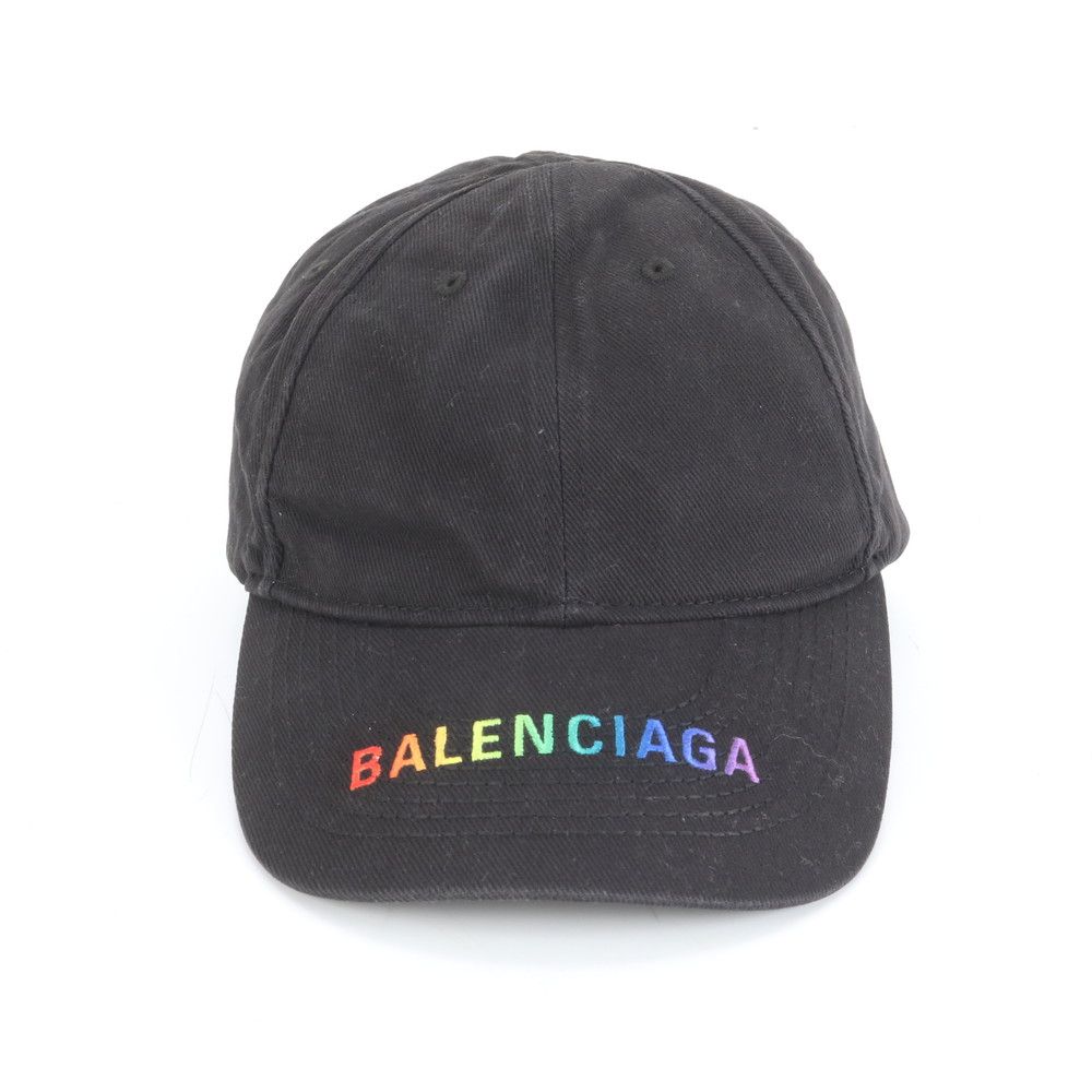 極美品 バレンシアガ ロゴ 刺繍 ベースボール キャップ 帽子 L