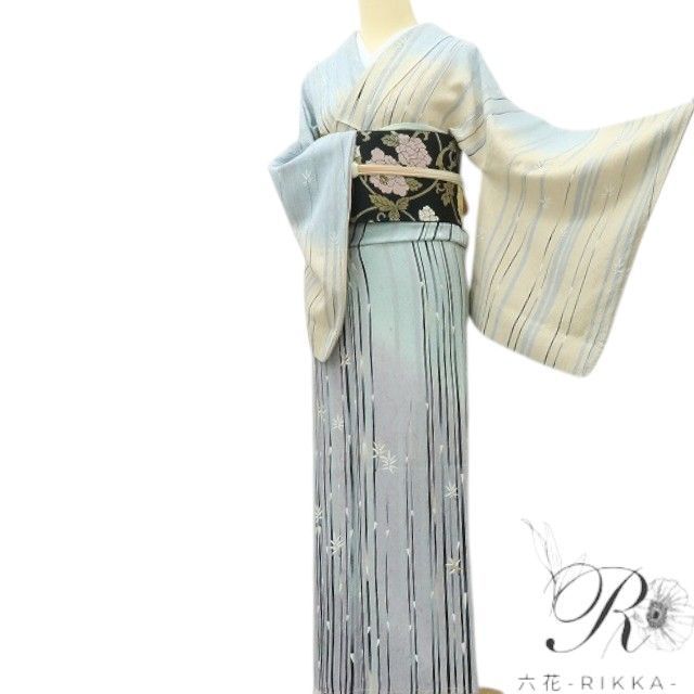 六花-RIKKA- 美品 正絹 刺繍 竹 トールサイズ 訪問着 着物 A4042