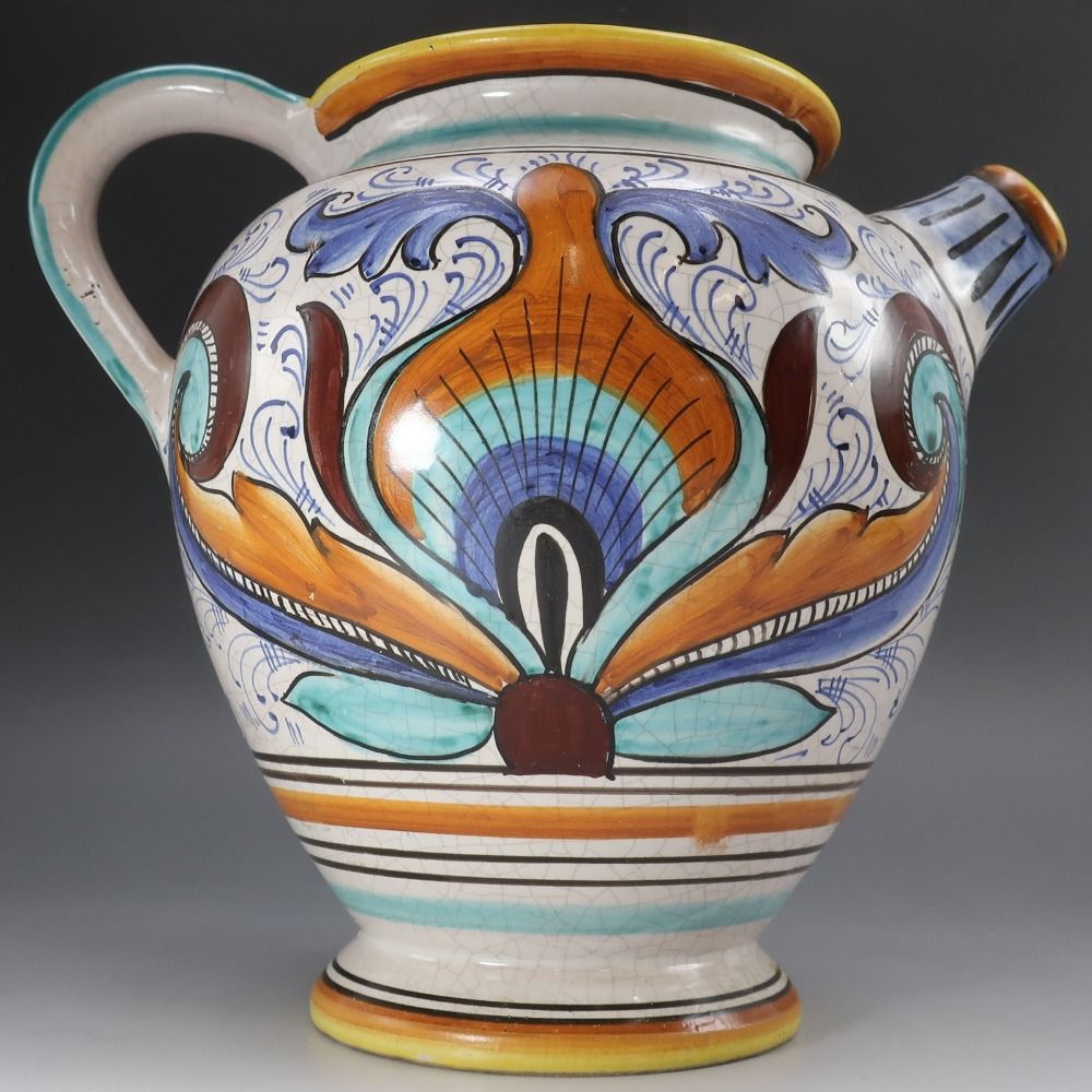 イタリア製 マヨルカ焼 DERUTA ピッチャー フラワーべース 花瓶 花器