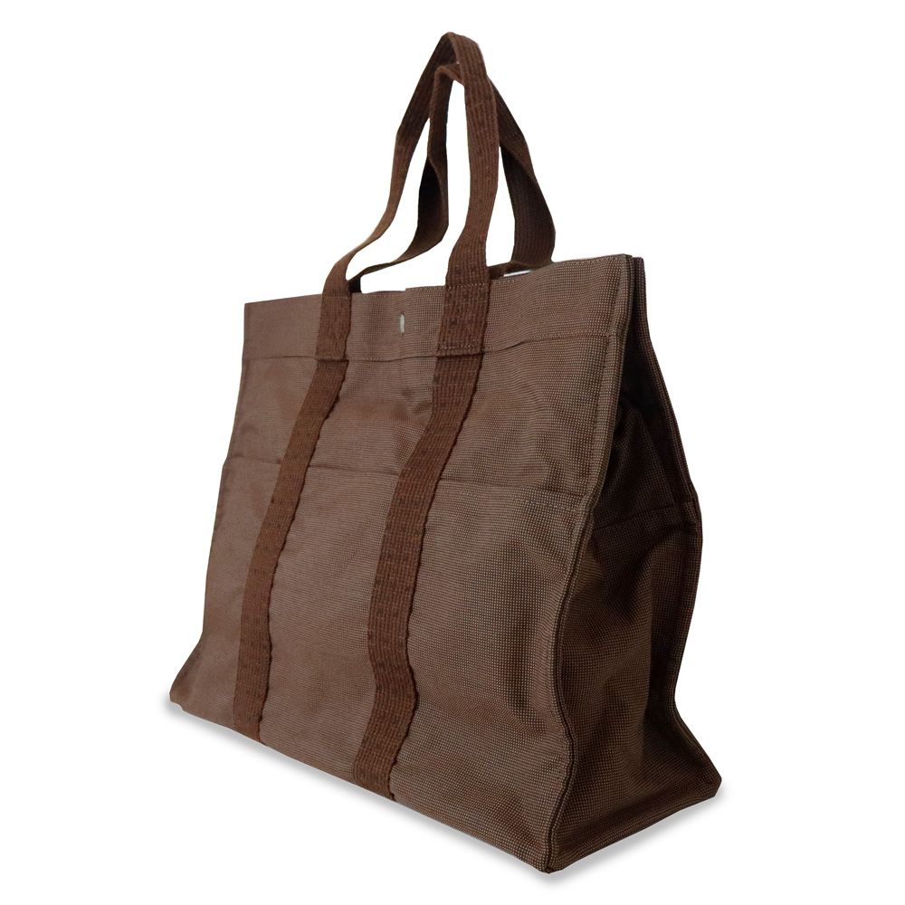 エルメス エールライン トート GM ハンドバッグ キャンバス ショコラ