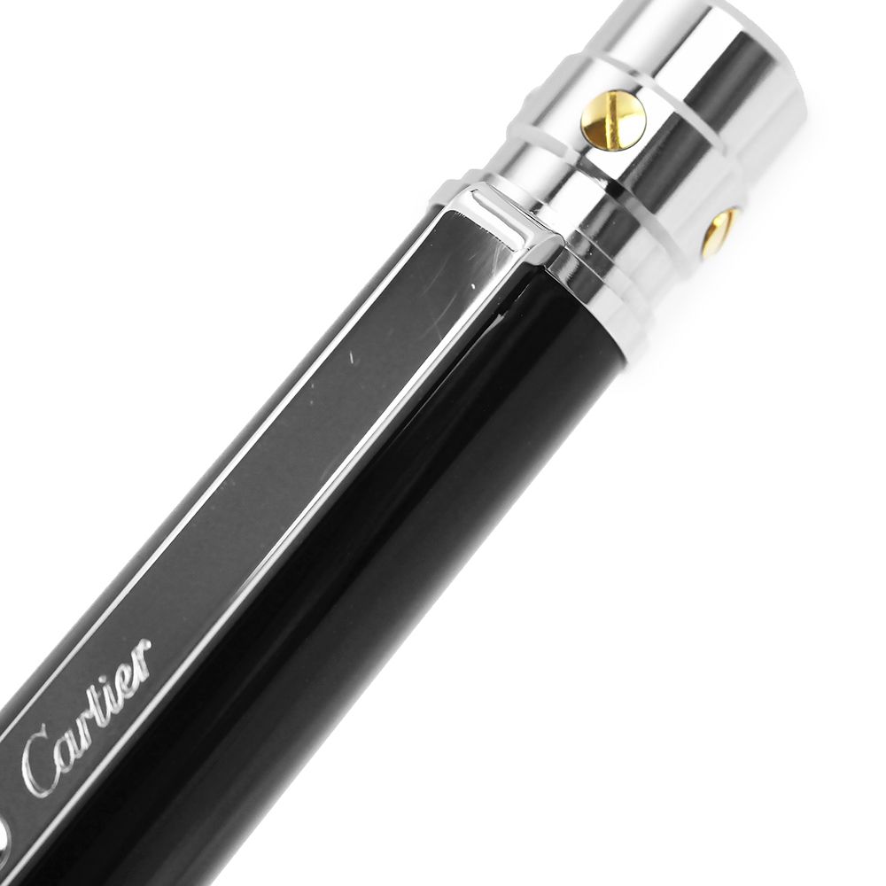  カルティエ サントス ドゥ ボールペン ブラックラッカー パラジウム＆ゴールドフィニッシュ ブラック シルバー Cartier ボールペン本体 ボールペン