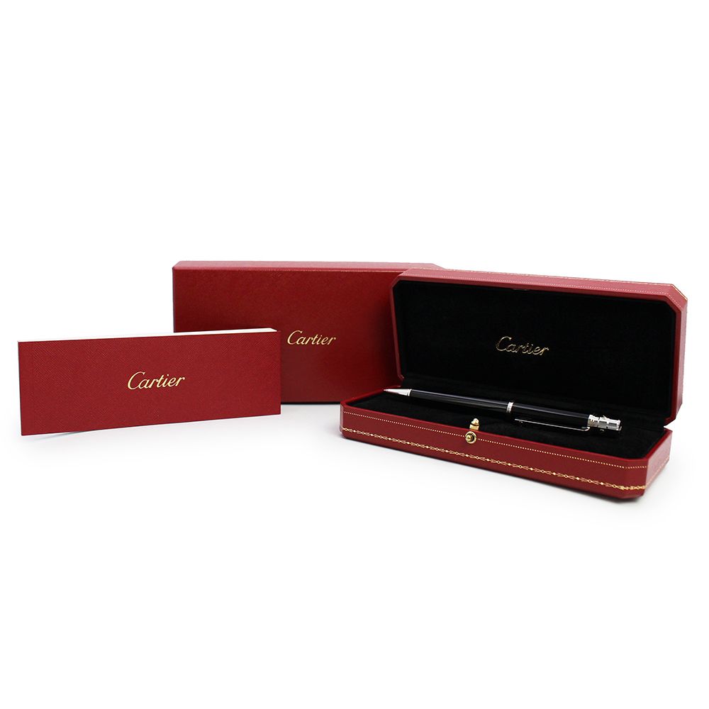 カルティエ サントス ドゥ ボールペン ブラックラッカー パラジウム＆ゴールドフィニッシュ ブラック シルバー Cartier