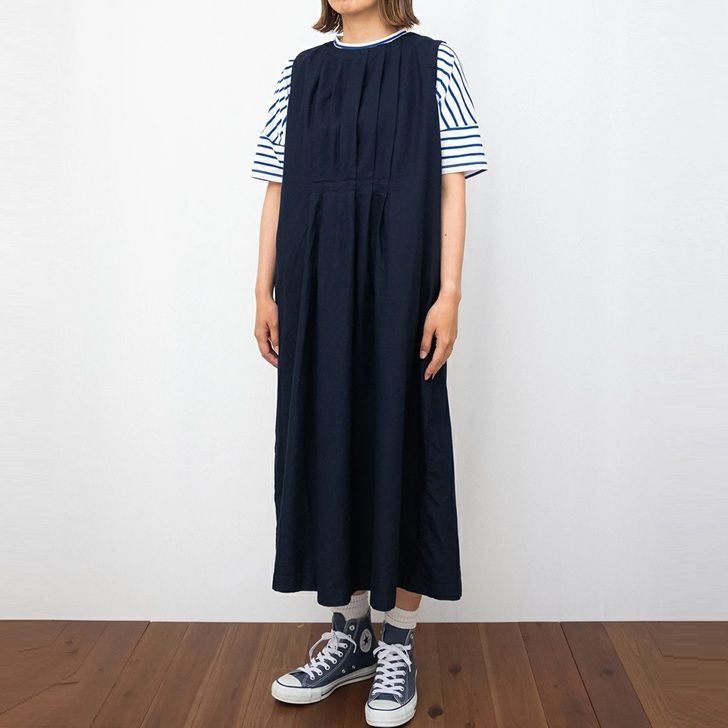SUN VALLEY サンバレー コットン 綿 オックス 2 WAY ノースリーブ 品染め ワンピース sunvalley レディースファッション 服 大人の ナチュラル ゆったり 大人コーデ きれいめ シンプル カジュアル 30代