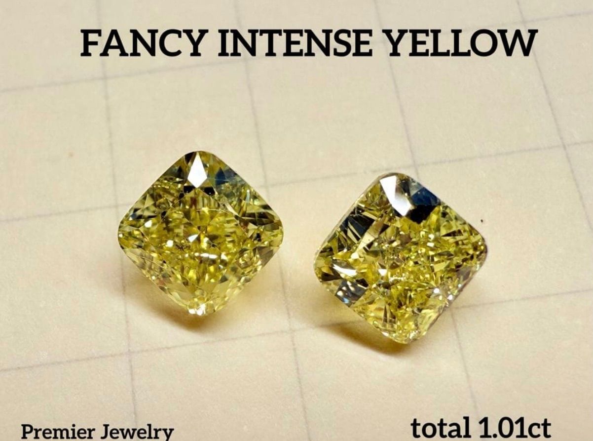 天然ダイヤモンドルース FANCY INTENSE YELLOW クッションカット