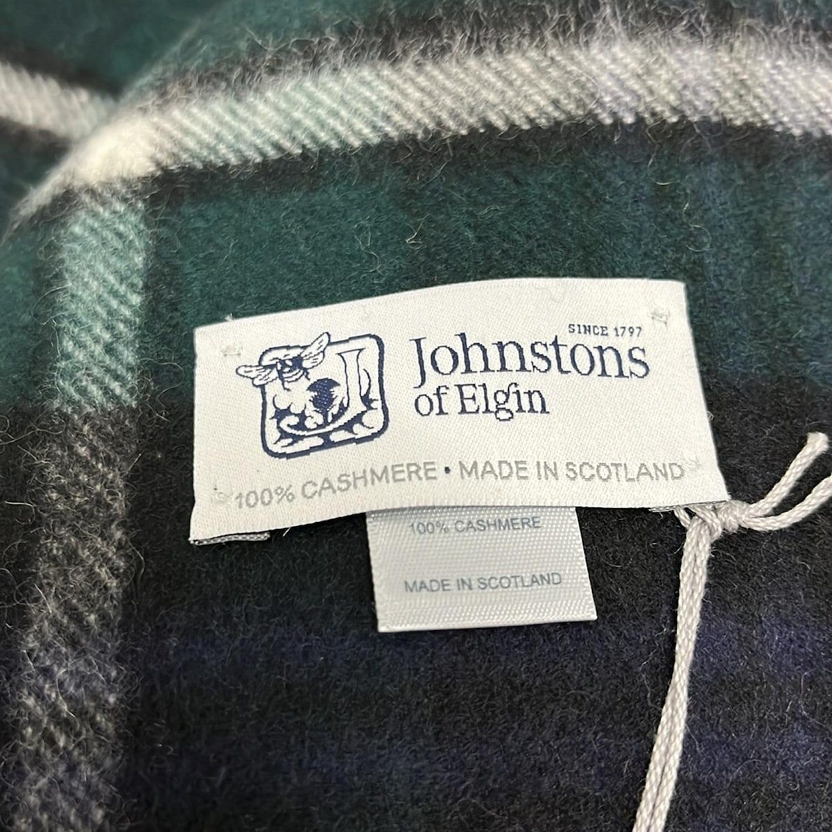 johnstons of elgin ジョンストンズ ストール ショール ダークネイビー ダークグリーン マルチ チェック柄 カシミヤ