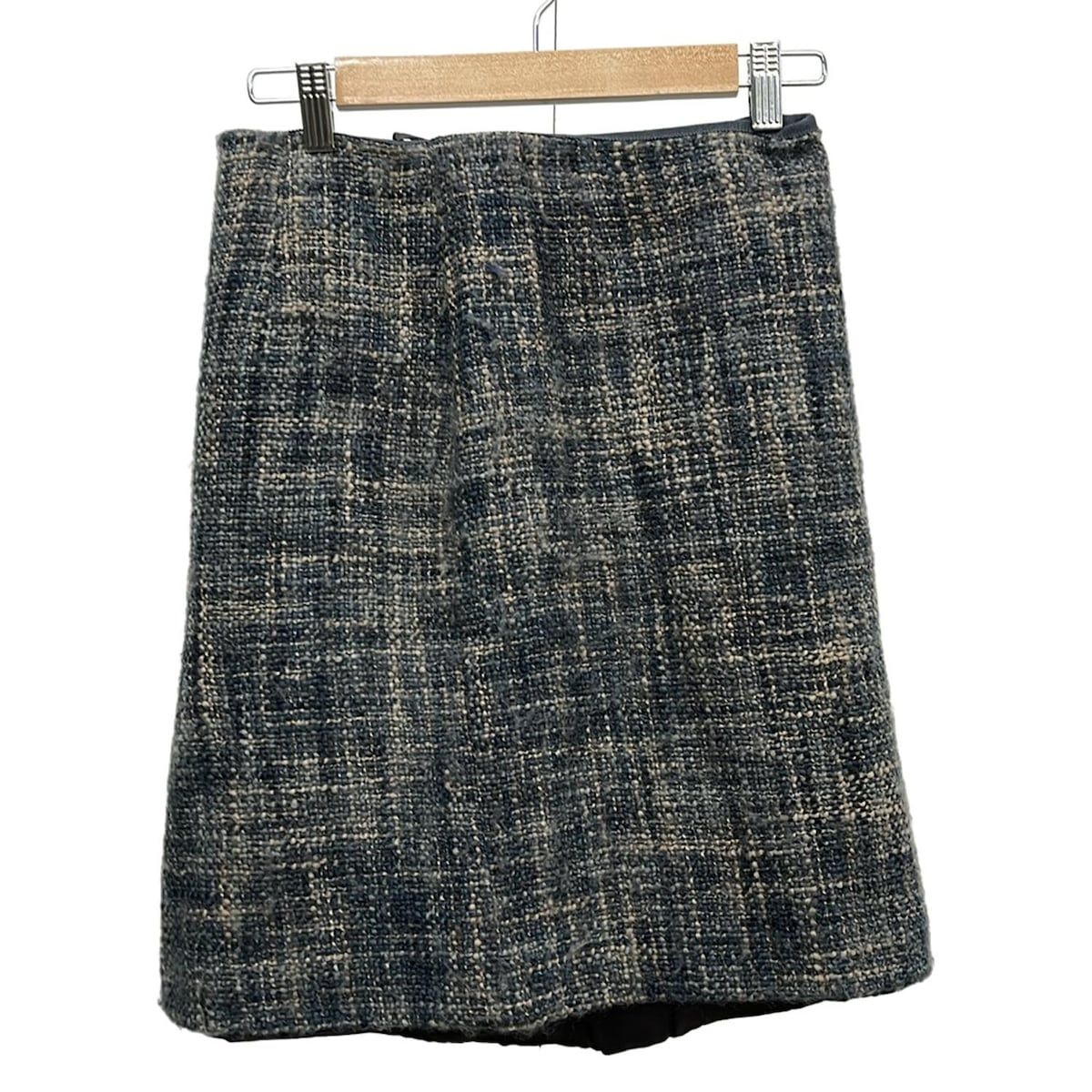PRADA プラダ スカート サイズ40 M レディース ブルー ベージュ ひざ丈 ニット