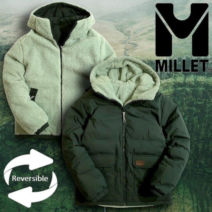 MILLET ミレー DOZEN GOOSE DOWN 80 20 裏ボアフリース リバーシブル フーデッド ダウンジャケット ダウンブルゾン 定価3 8万 ジェード 95 080 50220 k 01
