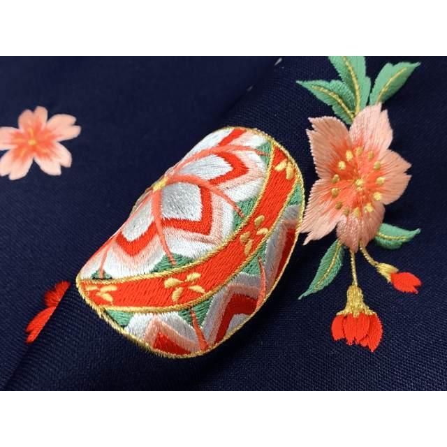  3歳 女の子 紐下 55 cm 七五三 着物 卒園 入学式に 合繊 上質な刺繍袴 紺 鞠と桜 OS-K-55 その他 着物 浴衣 和小物