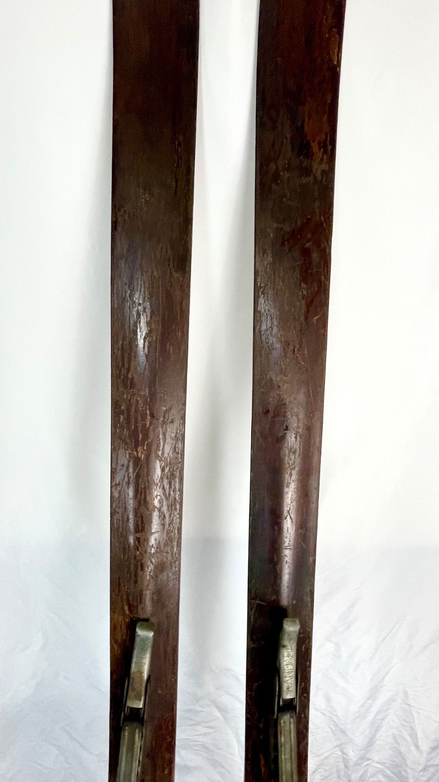 昭和レトロ 木製スキー板 長さ約186cm 金具 KANDAHAR 記載あり 当時物