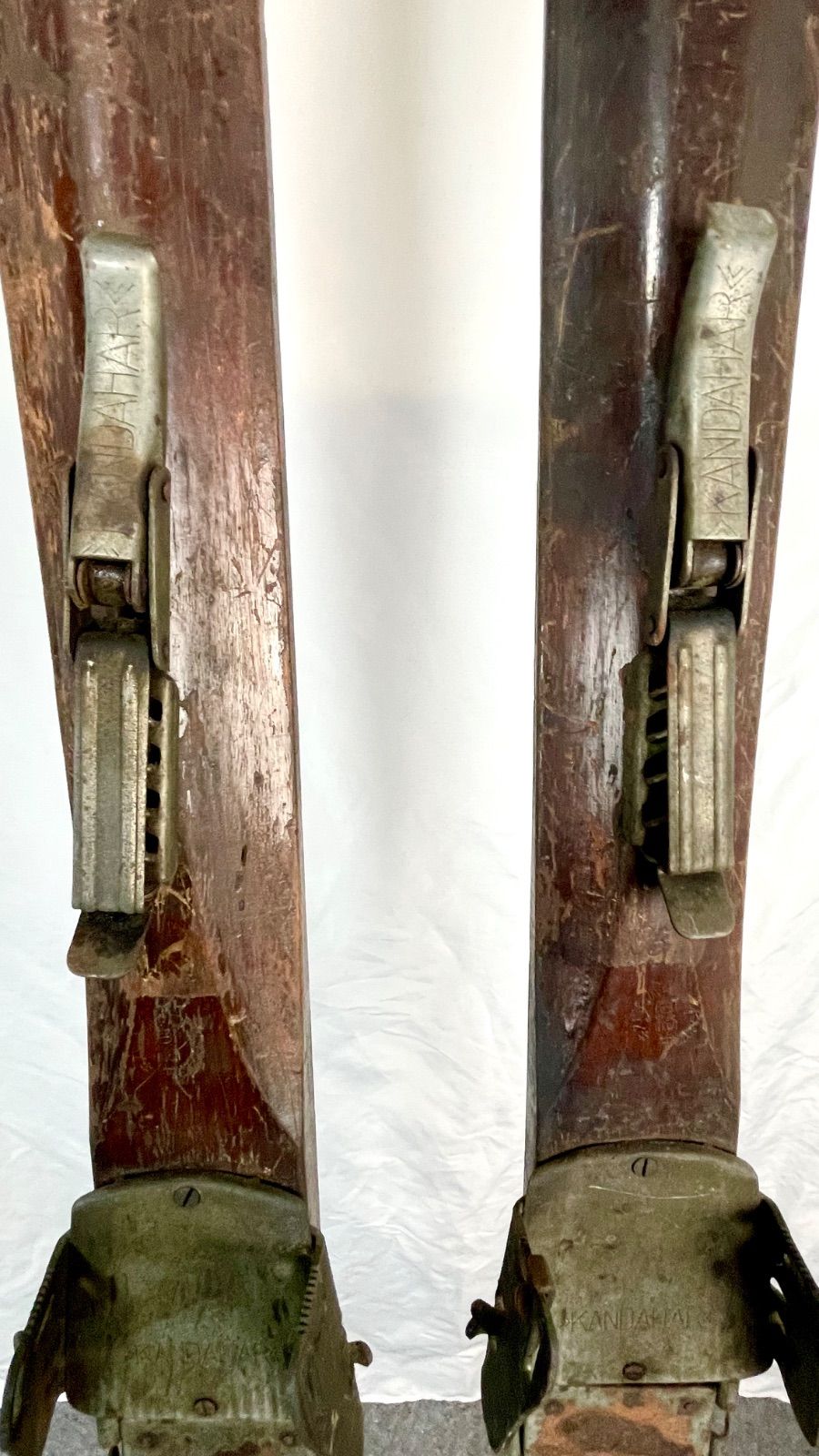 昭和レトロ 木製スキー板 長さ約186cm 金具 KANDAHAR 記載あり 当時物