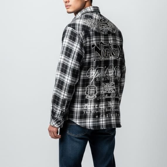 新品 メンズ Norton ノートン 服 長袖 シャツ チェックシャツ