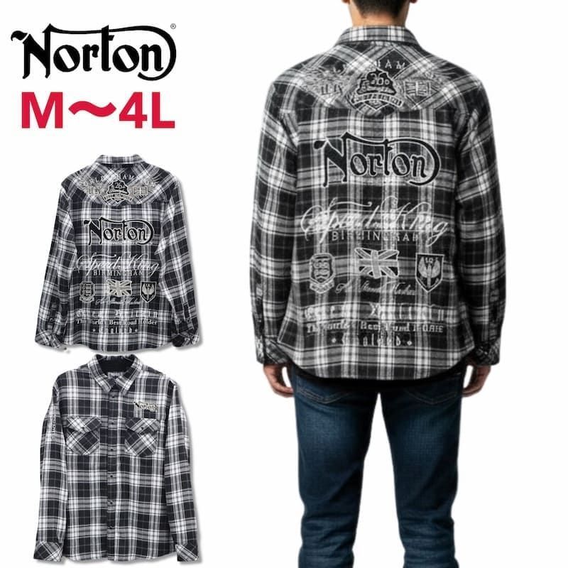 【送料無料】メンズ Norton ノートン 服 長袖 シャツ チェックシャツ カジュアルシャツ チェック柄 総柄 刺繍 ロゴ ドッグノートン コーデュロイ 大きいサイズ アパレル ブランド レディース 黒ブラック M L XL 3L 4L 新品 メンズ Norton ノートン 服 長袖 シャツ チェックシャツ