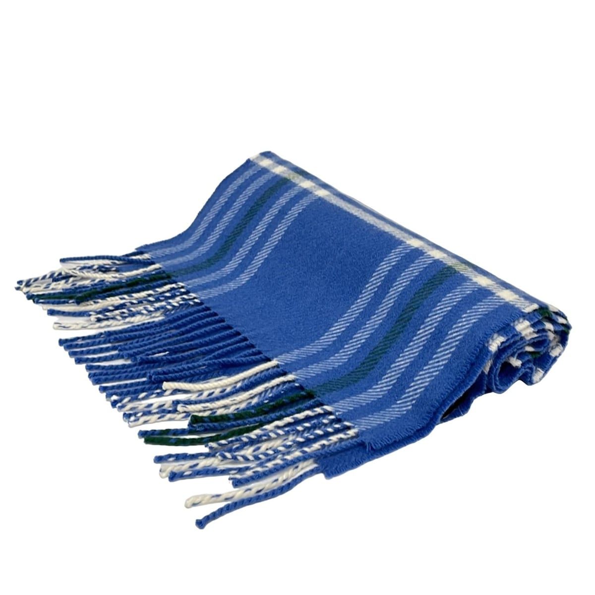 HERMES(エルメス) マフラー美品 - ブルー×白×ダークグリーン チェック